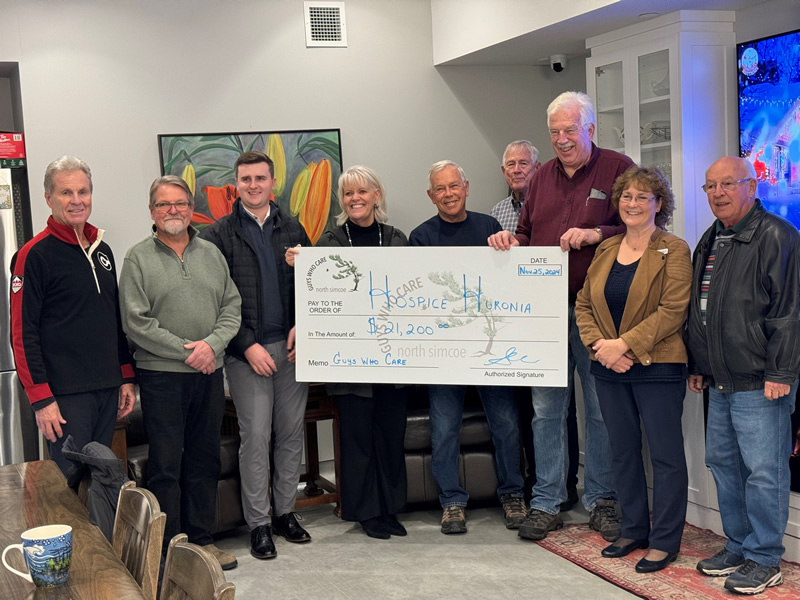 Guys Who Care cheque presentation to Hospice Huronia